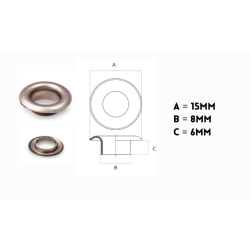 OEILLET DE BACHE VL 30  - DIAM. INT. 8 mm - SACHET DE 100