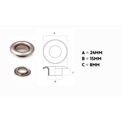 OEILLET DE BACHE VL 60 - DIAM. INT. 15 mm - SACHET DE 100