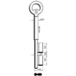 CLE À GORGES LAITON POLI C6FT12-0