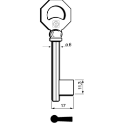 CLE À GORGES LAITON POLI C6MF1-25