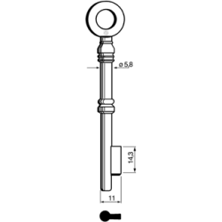 CLE À GORGES LAITON POLI CGLT703L-25