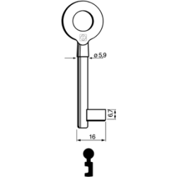 CLE À GORGES LAITON POLI CLH710L-3-10