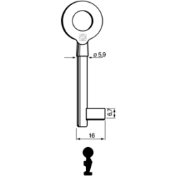 CLE À GORGES LAITON POLI CLH710L-6-0