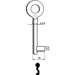 CLE À GORGES LAITON POLI CLH710L-9-25