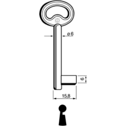 CLE À GORGES LAITON POLI CND740L-1-10