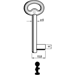CLE À GORGES LAITON POLI CND740L-6-0
