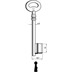 CLE À GORGES LAITON POLI CPIC710L16-0