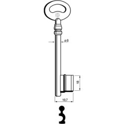 CLE À GORGES LAITON POLI CPIC710L21-0