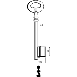 CLE À GORGES LAITON POLI CPIC710L25-25