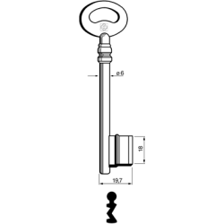 CLE À GORGES LAITON POLI CPIC710L29-25