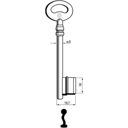 CLE À GORGES LAITON POLI CPIC710L8-25