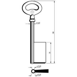 CLE À GORGES LAITON POLI C6F16-25
