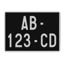 PLAQUE AUTO CARRE NOIR  AVEC TIRET 275X200