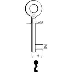 CLE À GORGES LAITON POLI CLH710L-10-10